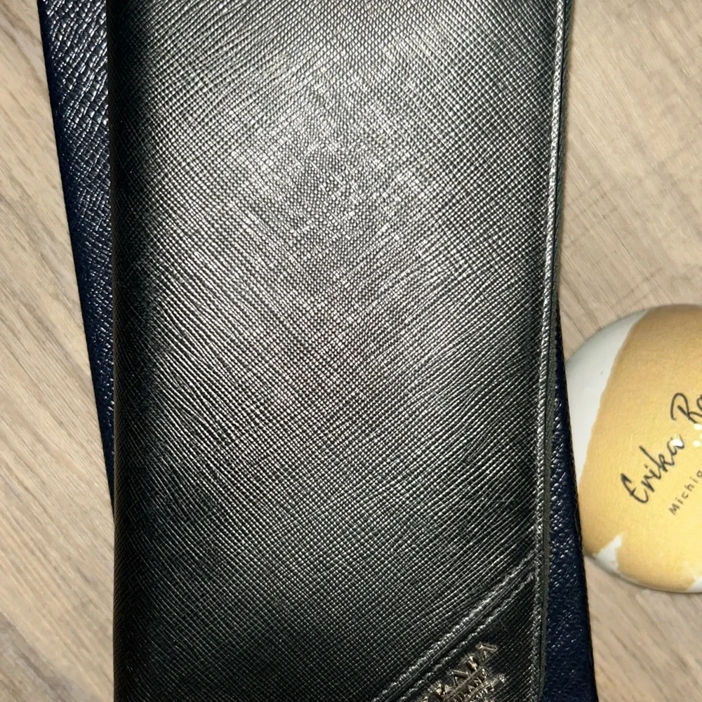 Prada Saffiano Black Leather‎ Large Zip-Around Wallet